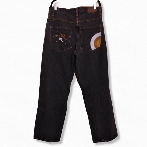 Rocawear men's sz 34 straight leg gray distressed denim jeans made in Hong Kong - Picture 3 of 10